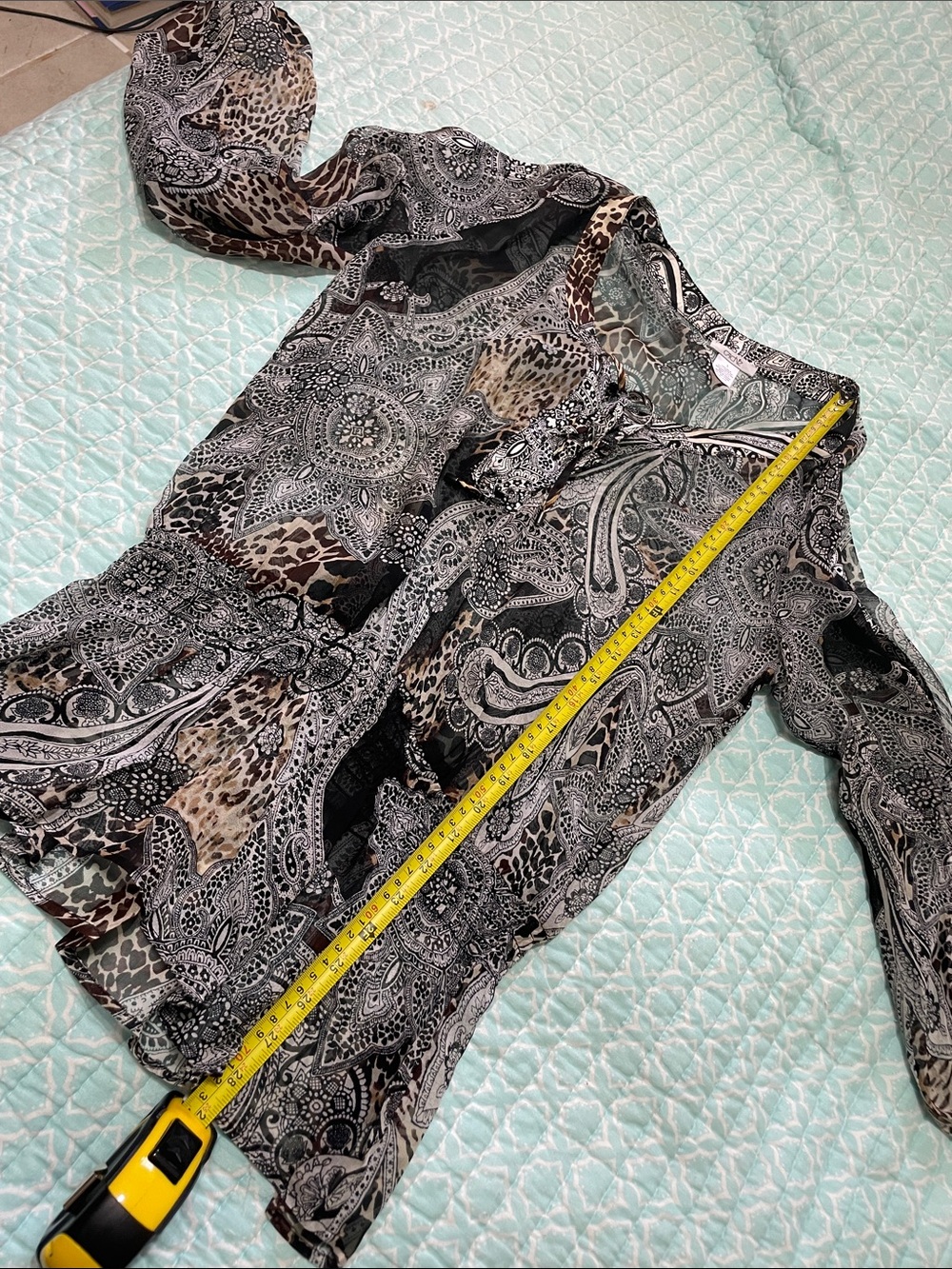 silk Leopard, print and Paisley sheer blouse - Picture 6 of 6